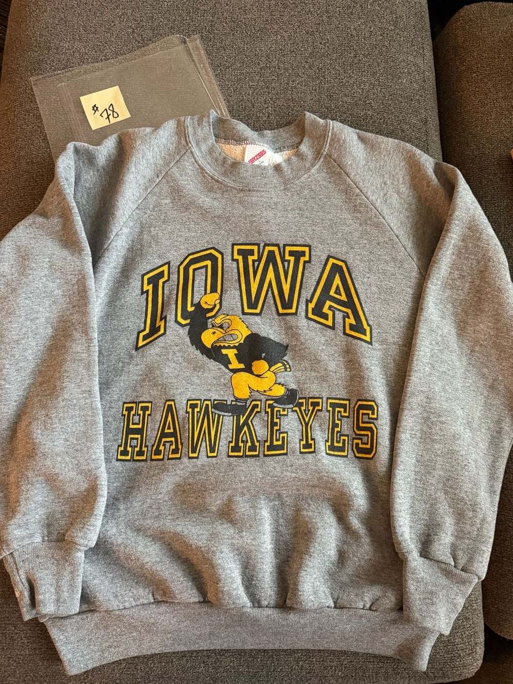 Vintage Jerzees Iowa Hawkeyes Heather Grey Crewneck Sweatshirt